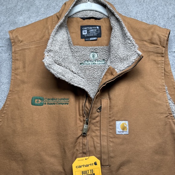 Carhartt‎ Sherpa Lined Duck Vest Brown Workwear Mock Neck Mens 2XL - Picture 4 of 14